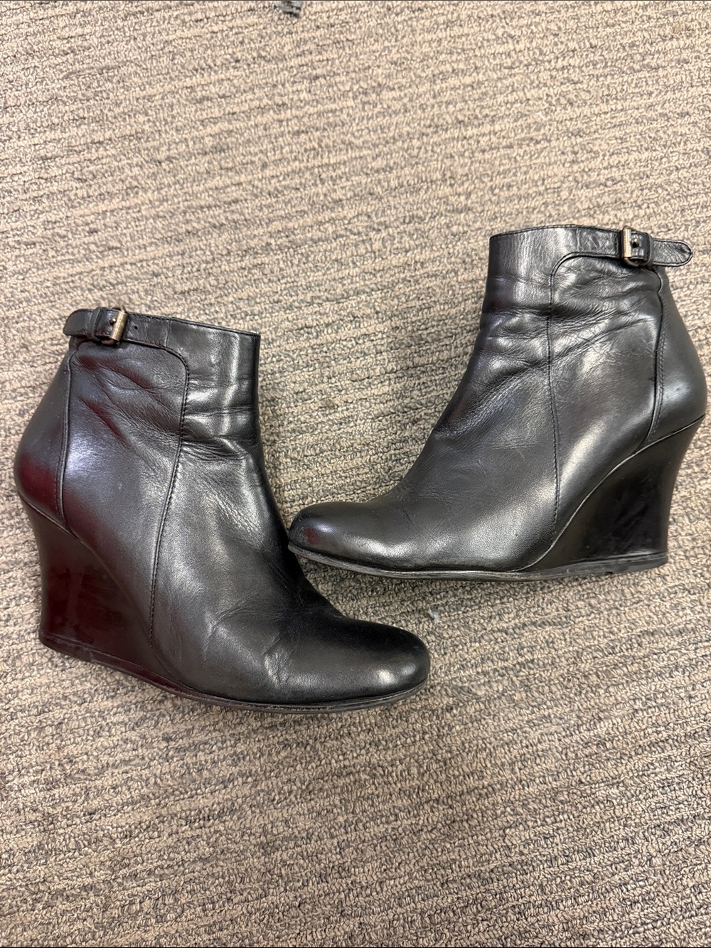 Lanvin Black Leather Wedge Ankle Boots